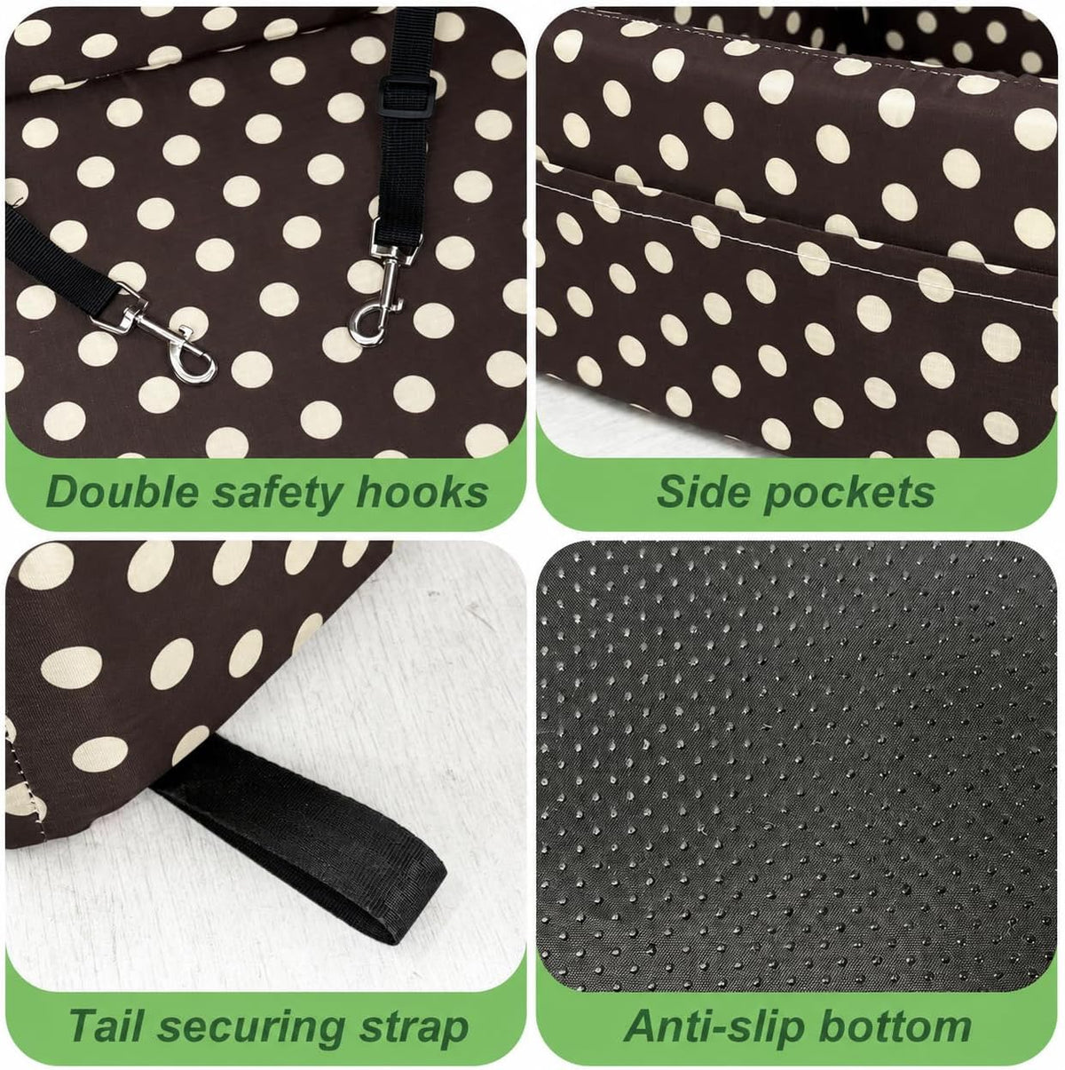 Dog Car Booster Seat with Adjustable Straps and Storage Pockets, Washable Pet Travel Seat Bed Heavy-Duty Clip Safety Car