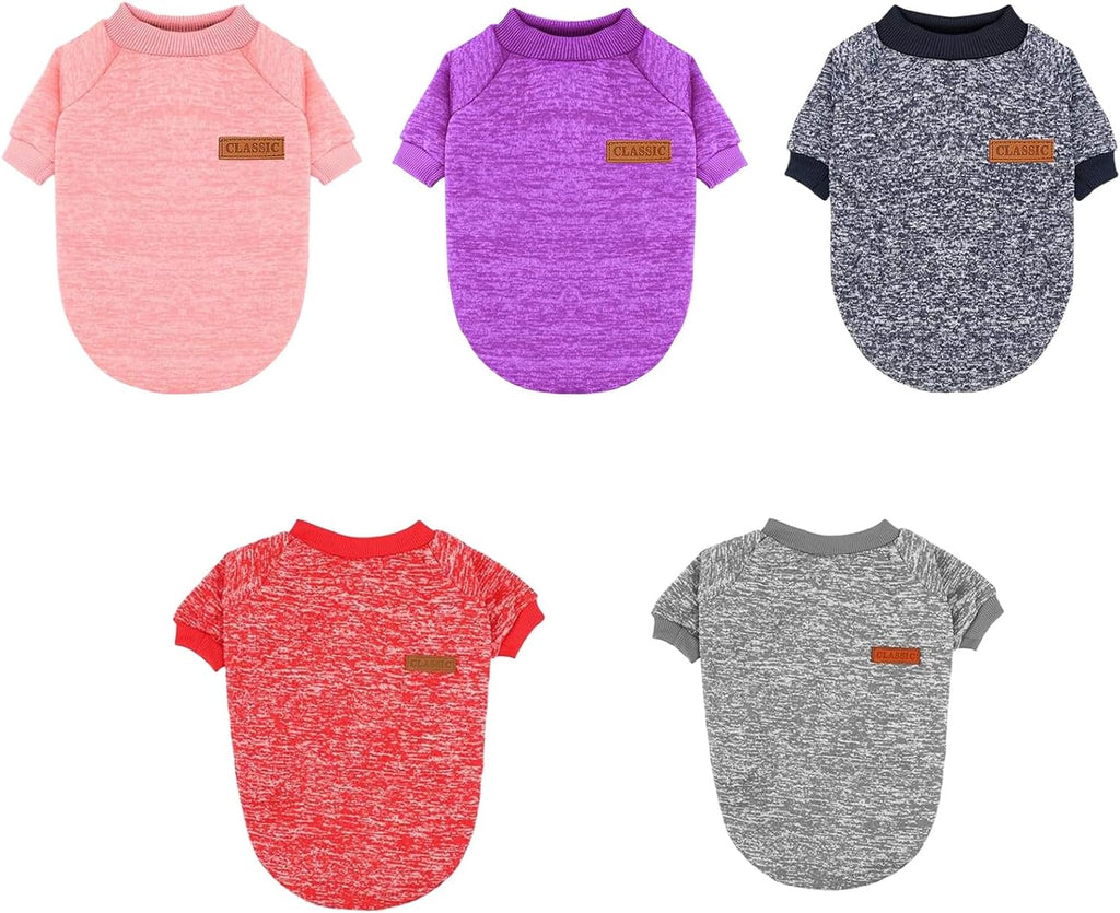2 Pack Dog Sweaters for Small Dogs & Cat Soft Cute Winter Puppy Clothes
