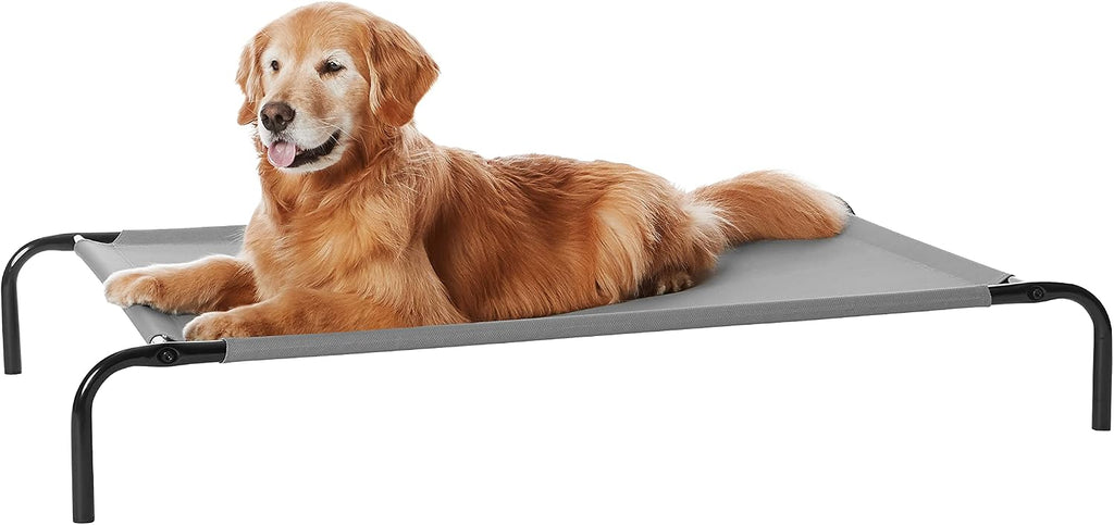 Amazon Basics Cooling Breathable Elevated Dog Bed with Durable Metal Frame, Medium, 43 x 26 x 7.5 Inch, Grey, Easy to As