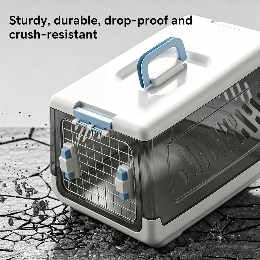 Airline Approved Hard Pet Carrier for Cats & Small Dogs – 20" Travel Crate with Metal Front Door, Top Handle, Secure Loc
