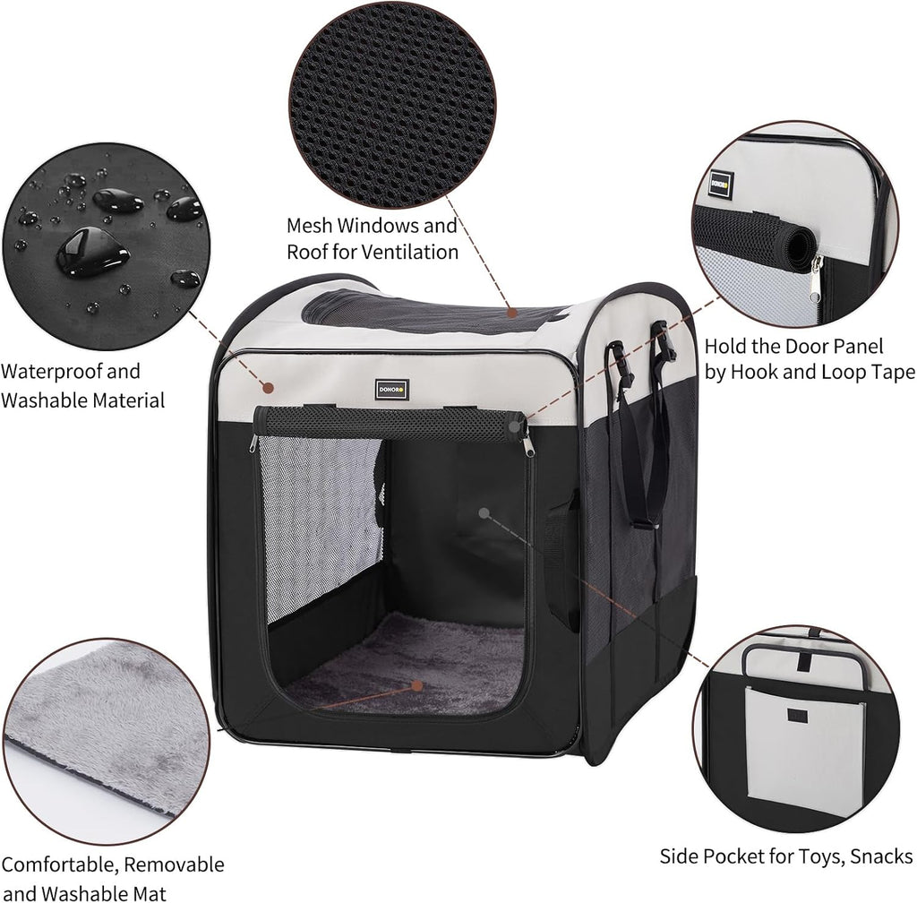 Dog Kennels and Crates for Medium Dogs, Portable Pop Up Indoor Pet Cage with Sturdy Wire Frame, Collapsible Travel Crate
