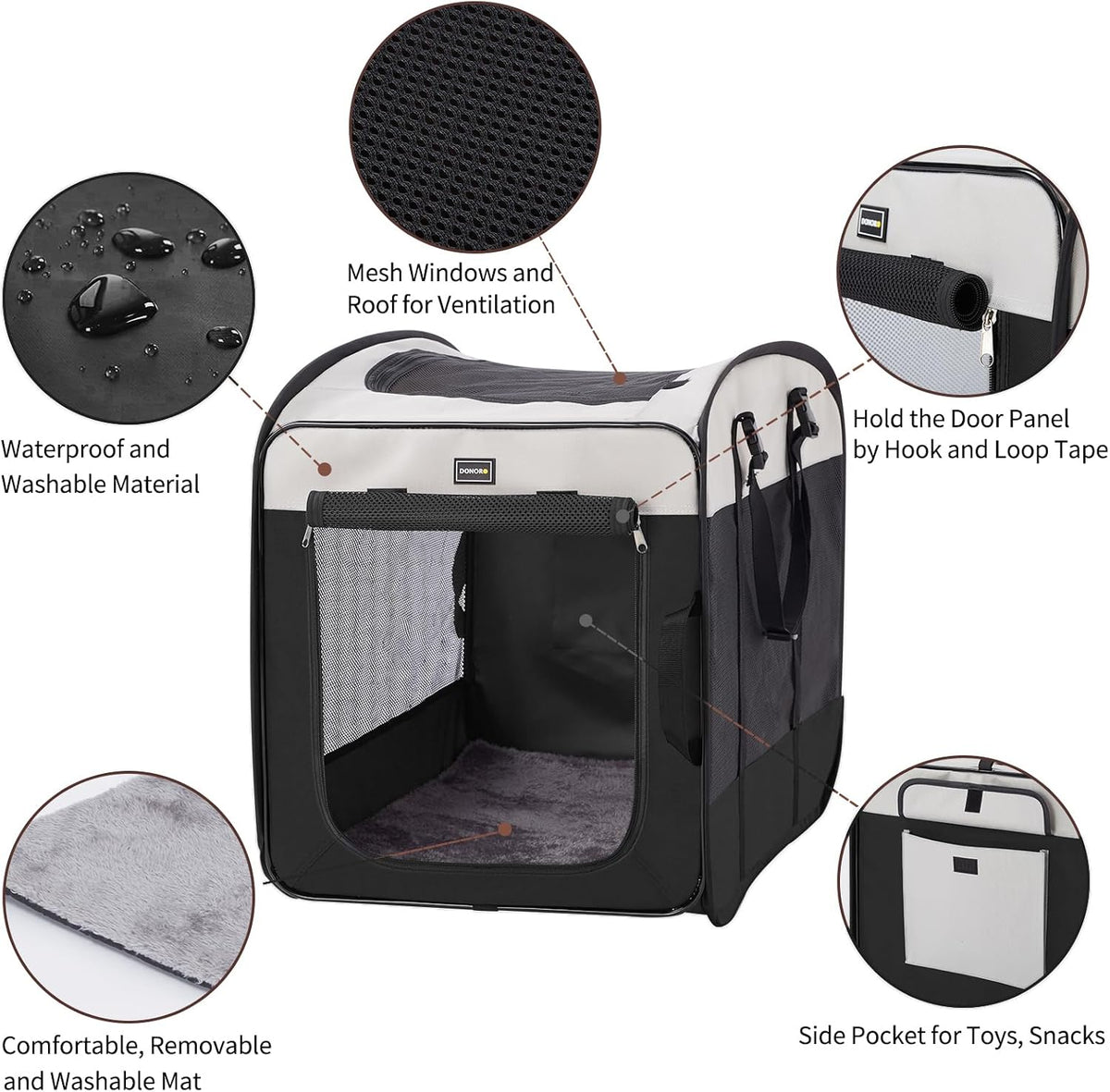 Dog Kennels and Crates for Medium Dogs, Portable Pop Up Indoor Pet Cage with Sturdy Wire Frame, Collapsible Travel Crate