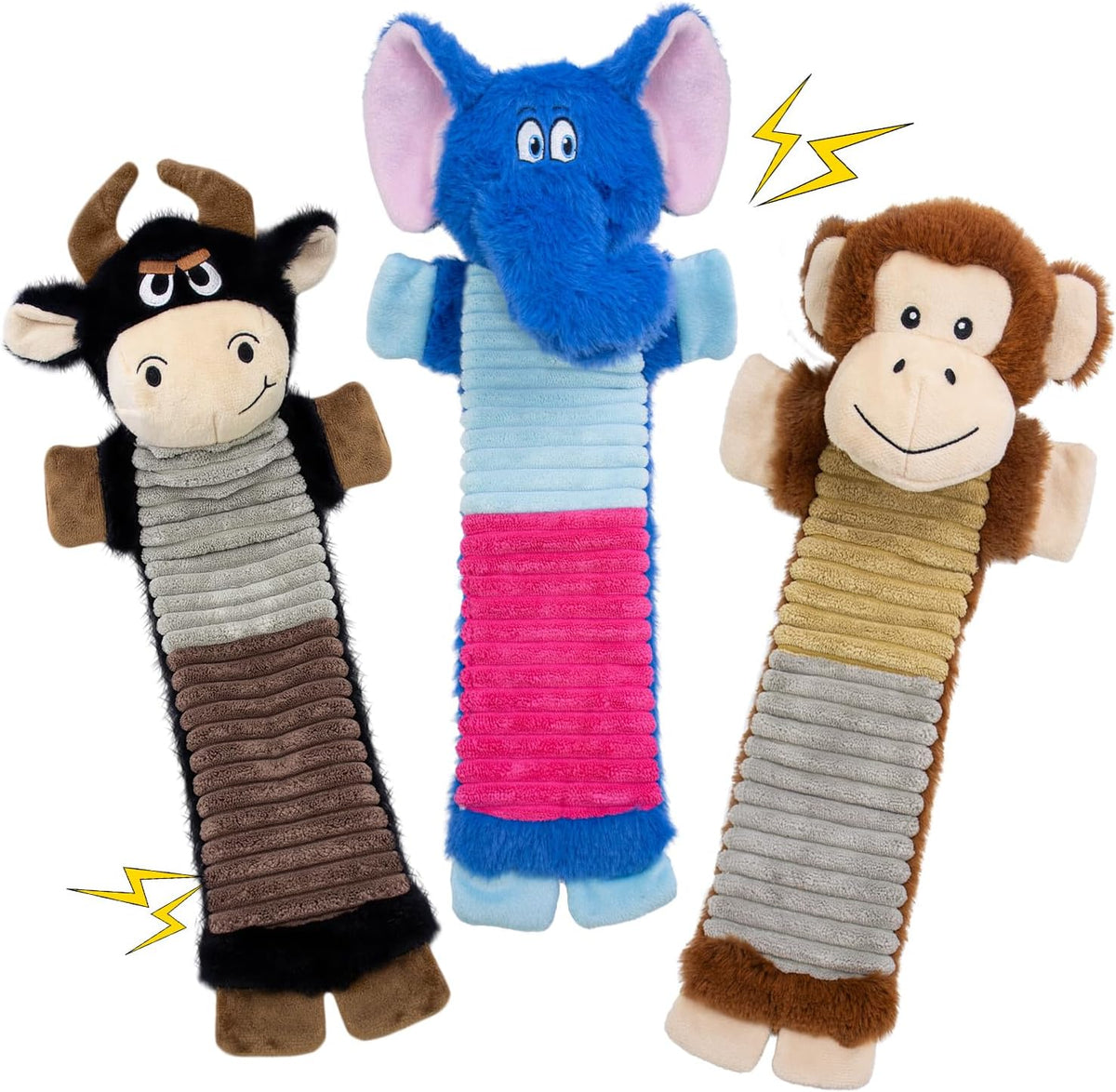 2 Pack No Stuffing Dog Squeaky Toys, Chew with Crinkle to Large Puppy
