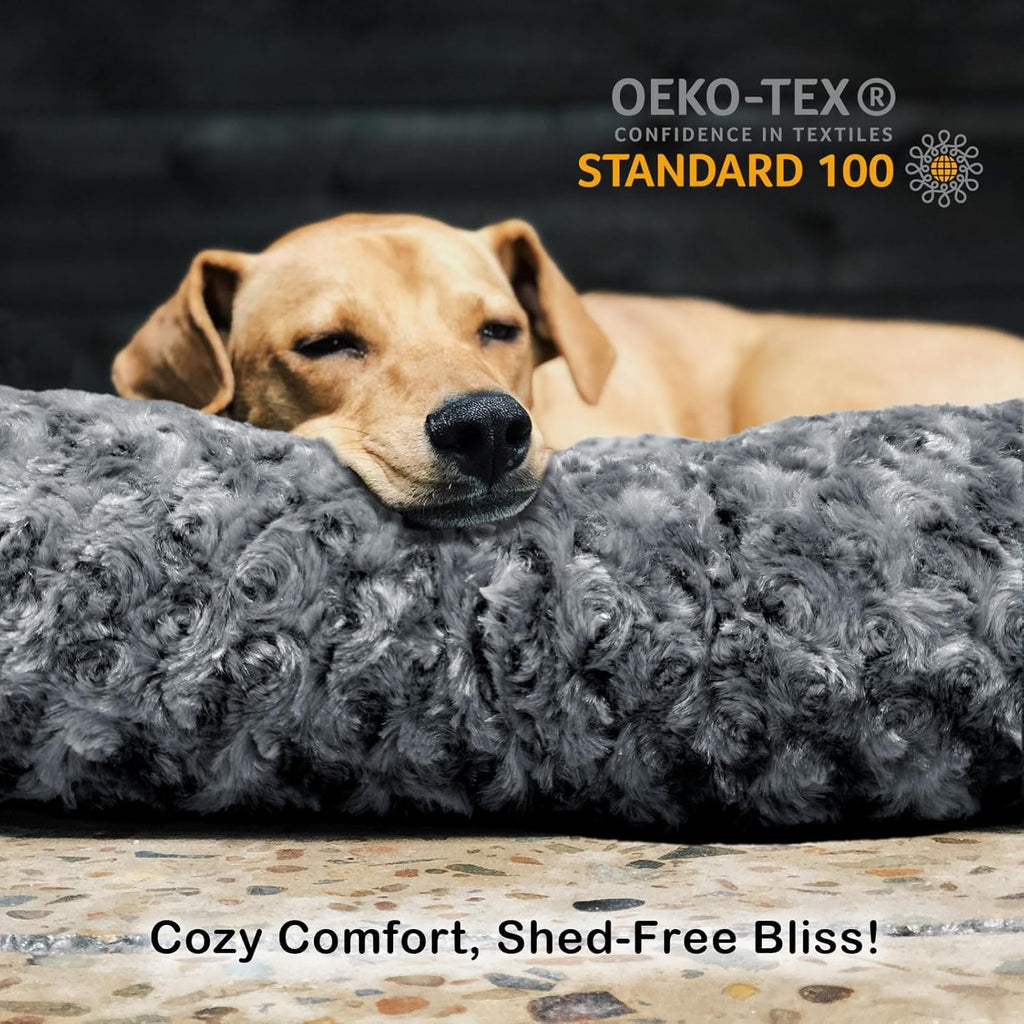 Faux Fur Dog Bed Covers – Ultra Soft Rose Velvet, Removable & Washable, Cozy & Durable,Large Pet Bed Cover Only (No Fill