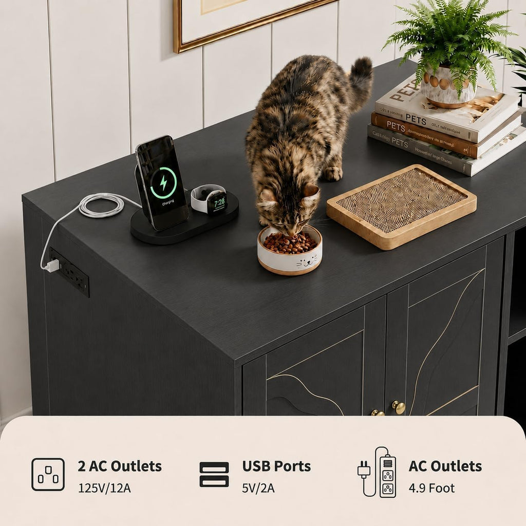 Dog-Proof Hidden Litter Box Enclosure End Table,