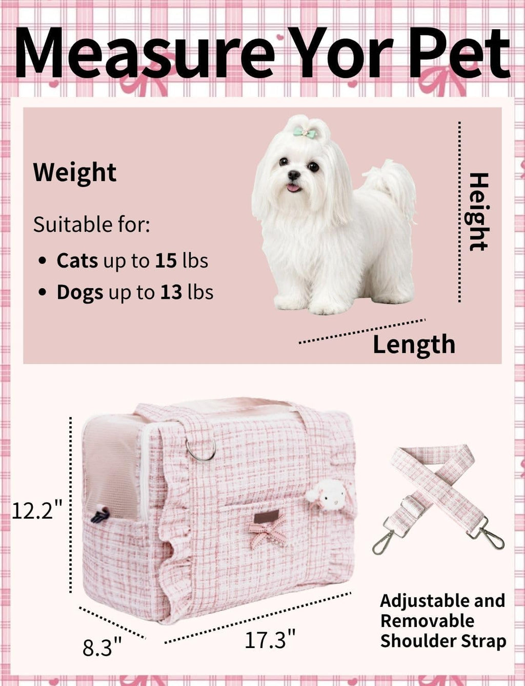 Dog Purse Carrier for Small Dogs and Cats, Dog Tote Bag Puppy Purse