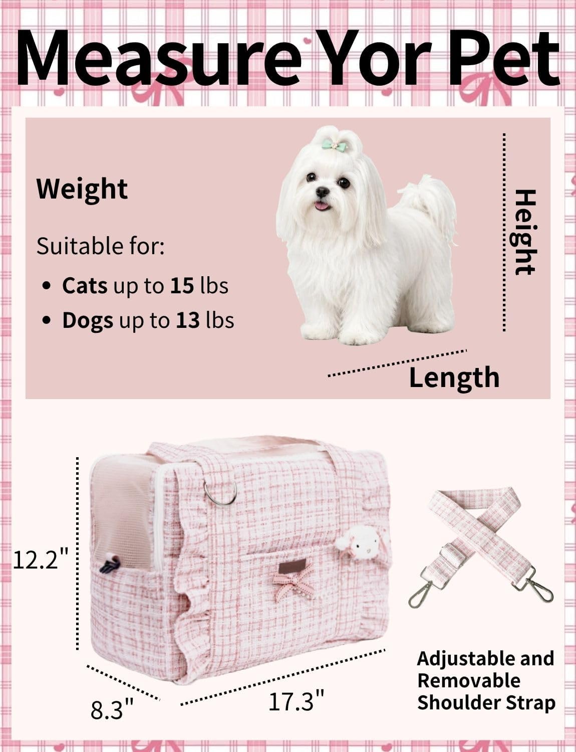 Dog Purse Carrier for Small Dogs and Cats, Dog Tote Bag Puppy Purse