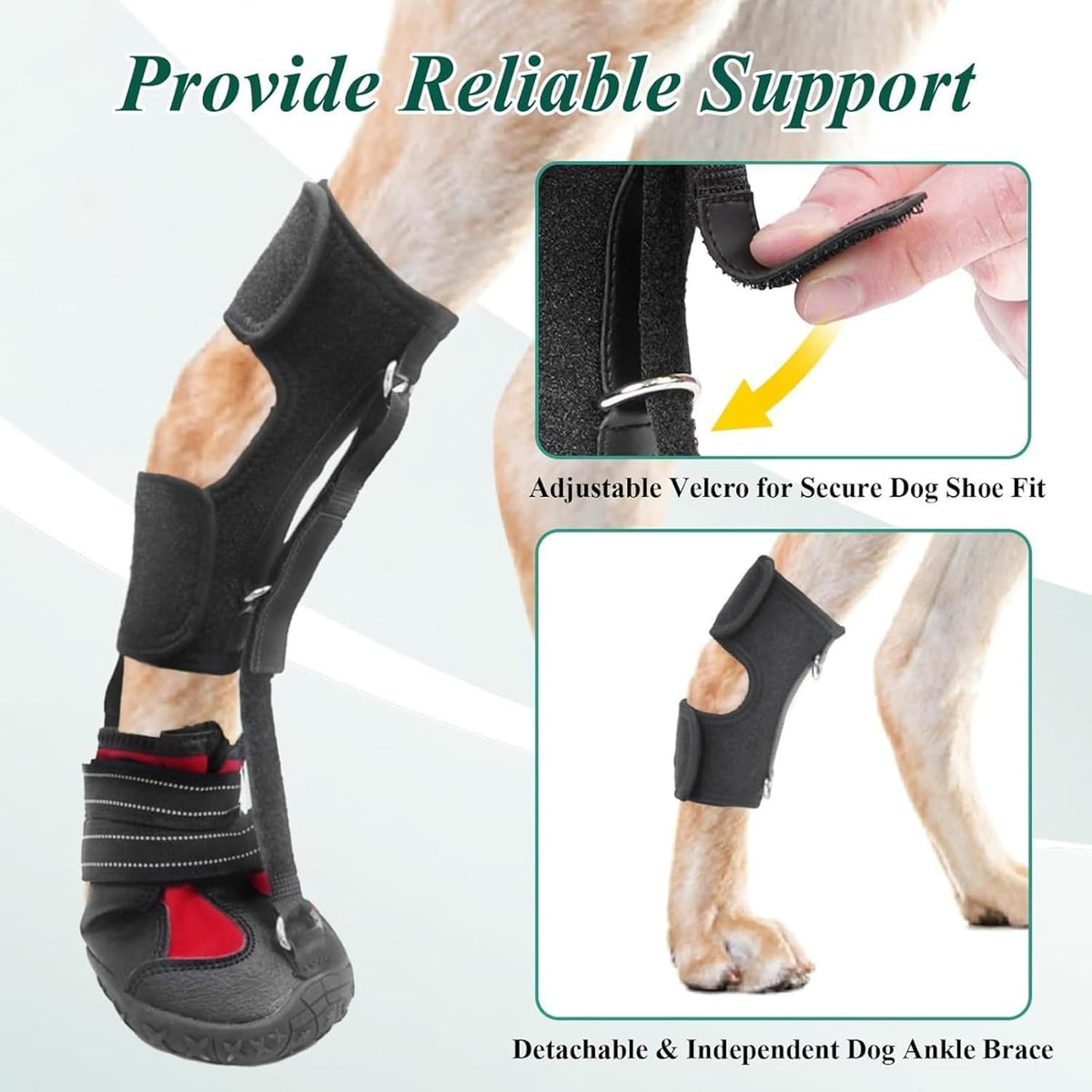 Paw Protectors for Dogs，Dog Brace for ACL Tear Back Leg，Corrective Dog Shoes Safely Lift Toes, Dog Brace for ACL Tear, A