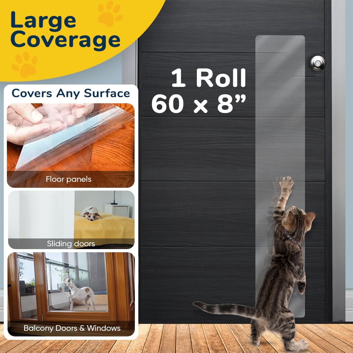 PROTECTO Door Protector from Dog Scratching w/Utility Knife - 1-Pack 60x8"