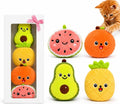4-Pack Catnip Toys for Cats with Bells, Fruit-Shaped Soft Plush Interactive Set in Gift Box for Indoor Cats and Kittens,