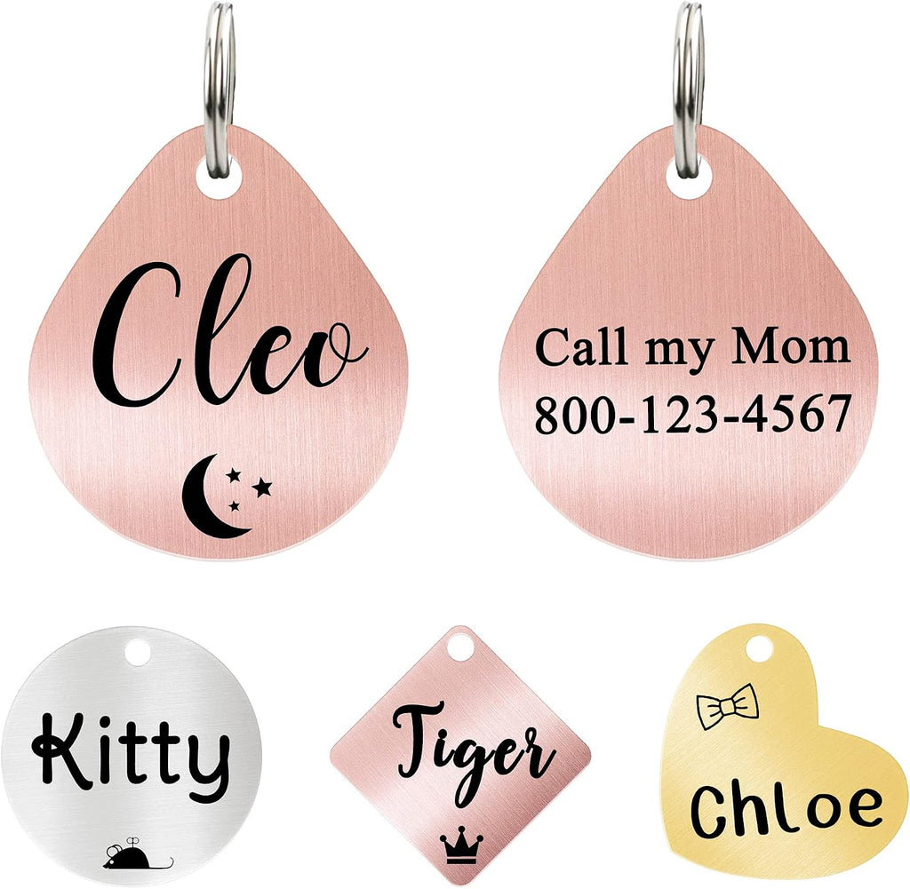 Cat ID Tag Personalized Pet Tags, Durable Stainless Steel Small Pet Mini Dog Cat Tag Lightweight - Fish Tag in Silver