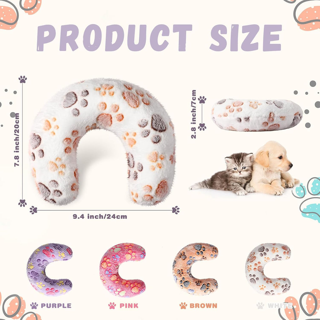 4 Pcs Cat Pillow Calming Pet Dog Neck Pillow, Paw, Medium