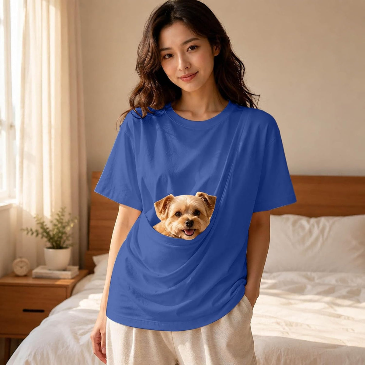 Pet Pouch Big Pocket Shirt，Oversized Shirt with Pocket Front Carry Pouch for Small and Cats,Puppy Dogs Holder Carrier