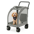 EchoSmile 4-Wheel Pet Stroller for Dogs & Cats, Up to 135 lbs, Grey