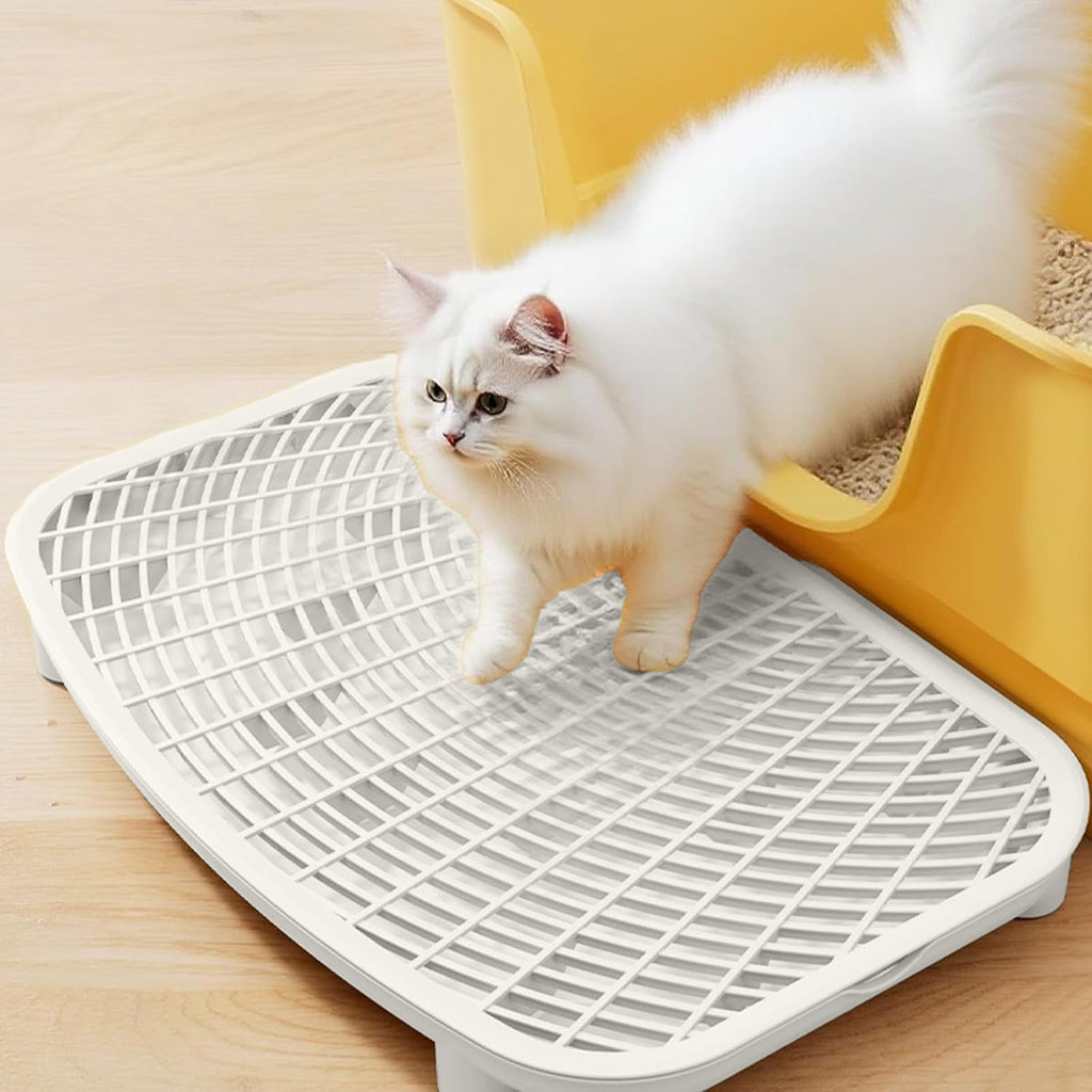 Litter Catching Step for Cat Litter Box Litter Trap Stool, White