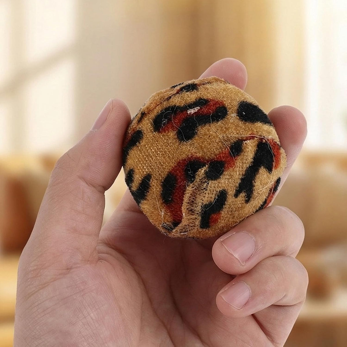 12pcs Leopard Print Cat Play Ball Soft Fabric 1.57 Inch Chew Balls