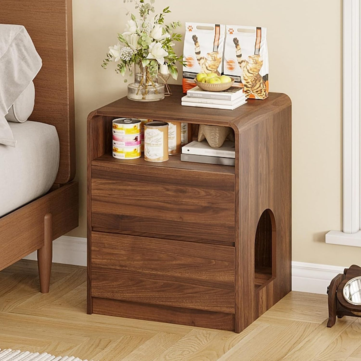 Cat Litter Box Enclosure, Walnut