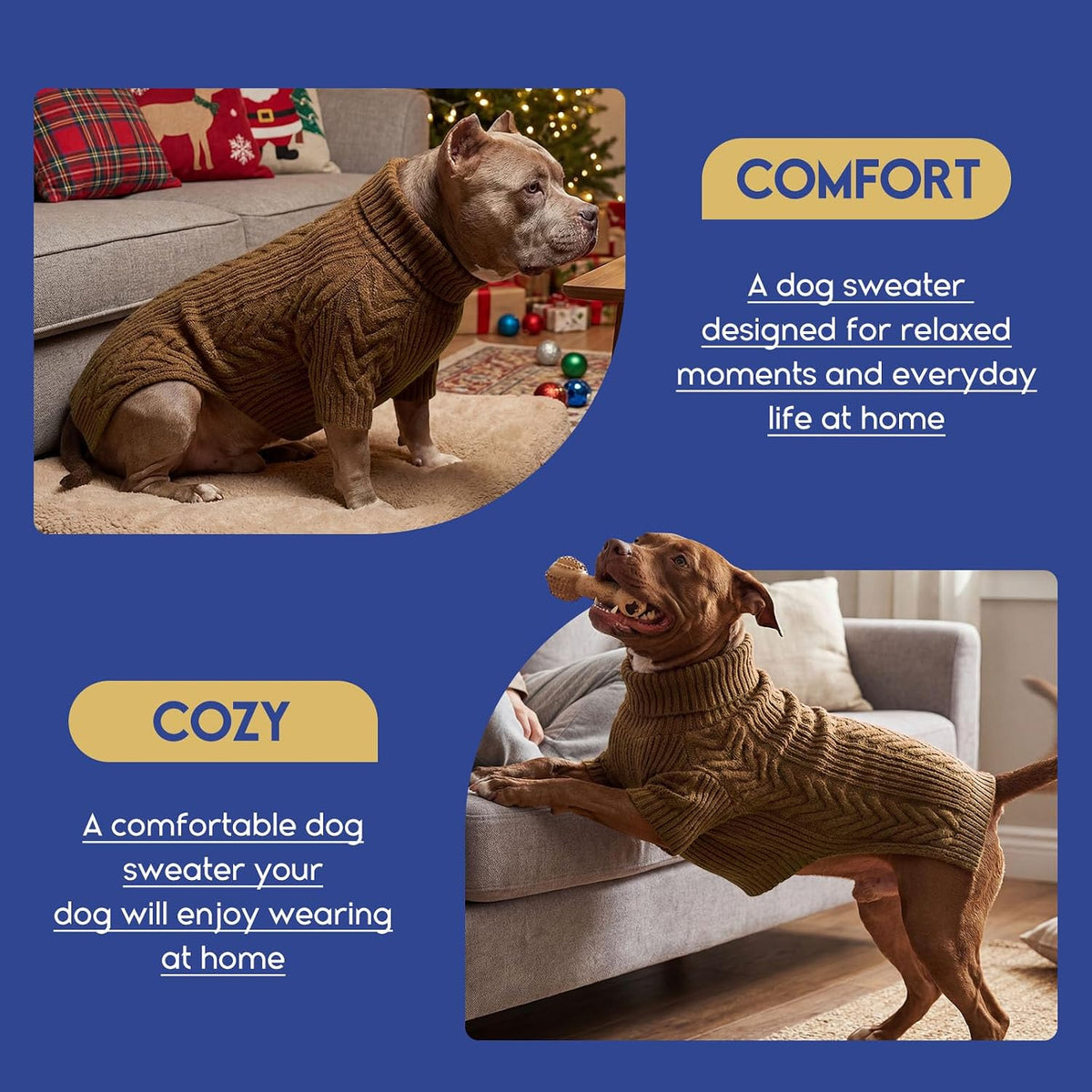 ASENKU Dog Sweater for Extra Large Dogs, Warm Knit Sweater for Labrador