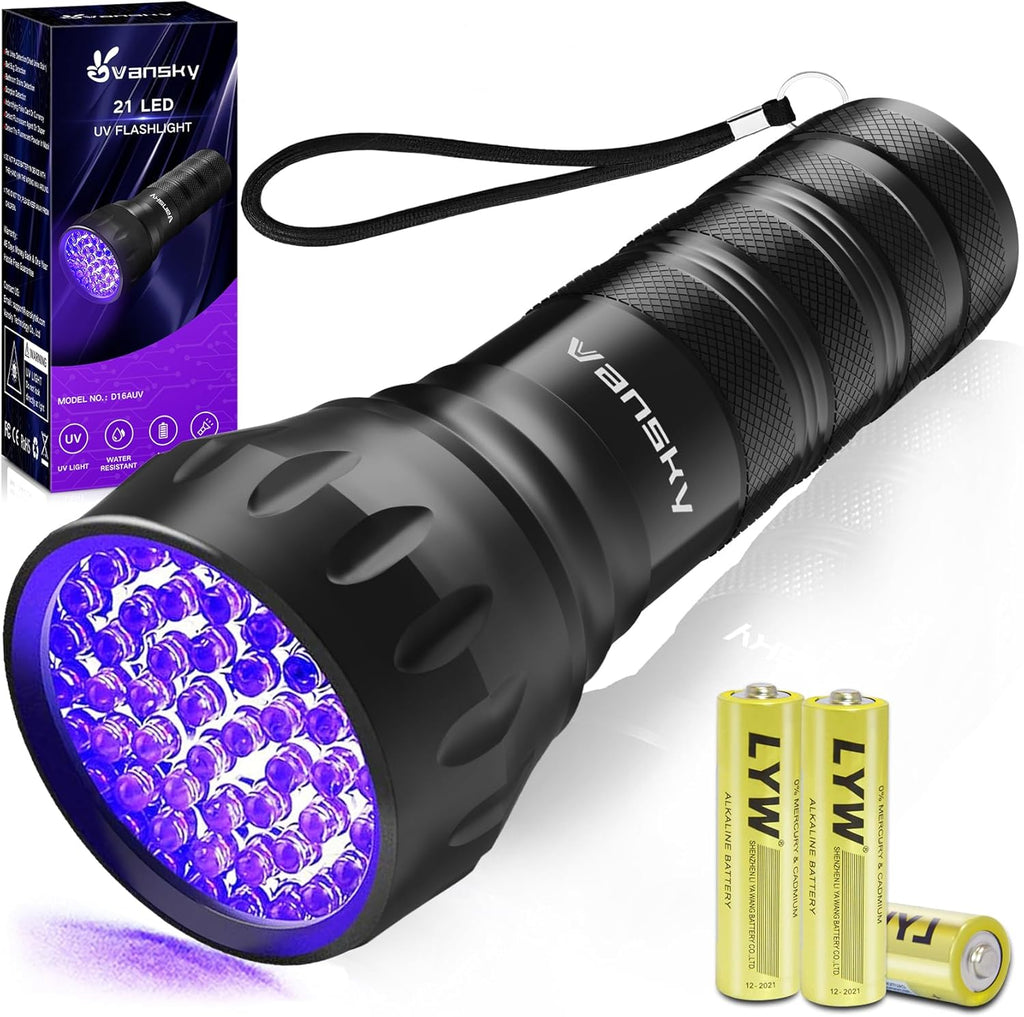 Black Light UV Light Flashlight, 21 LED 395nm Ultraviolet Blacklight Flashlight Mini Pet Urine Detector for Dog/Cat, Dry
