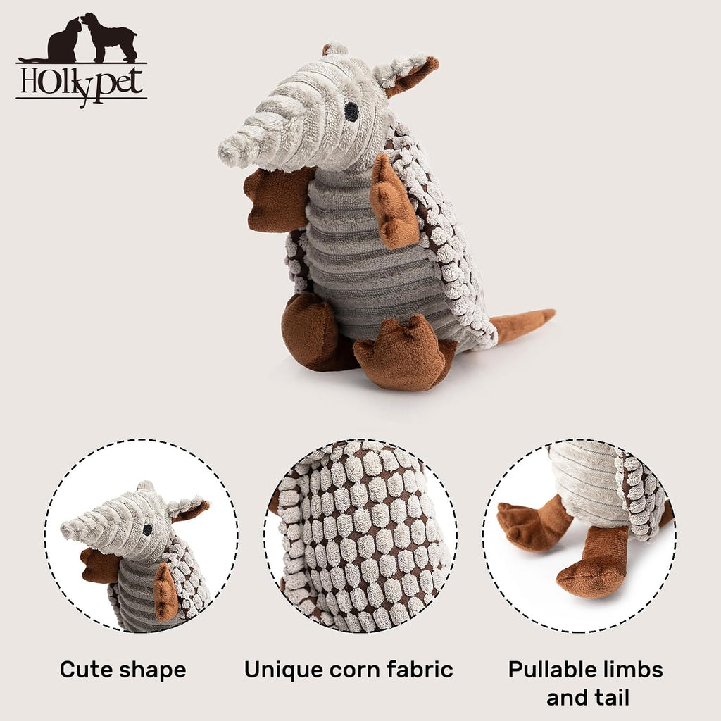 Hollypet Armadillo Squeaky Dog Toys for Small Medium Large Dogs, 8"