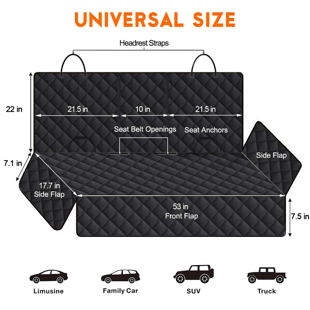 Yuntec Dog Car Seat Cover, Back Seat Cover for Dogs Pet Car Seat Protector