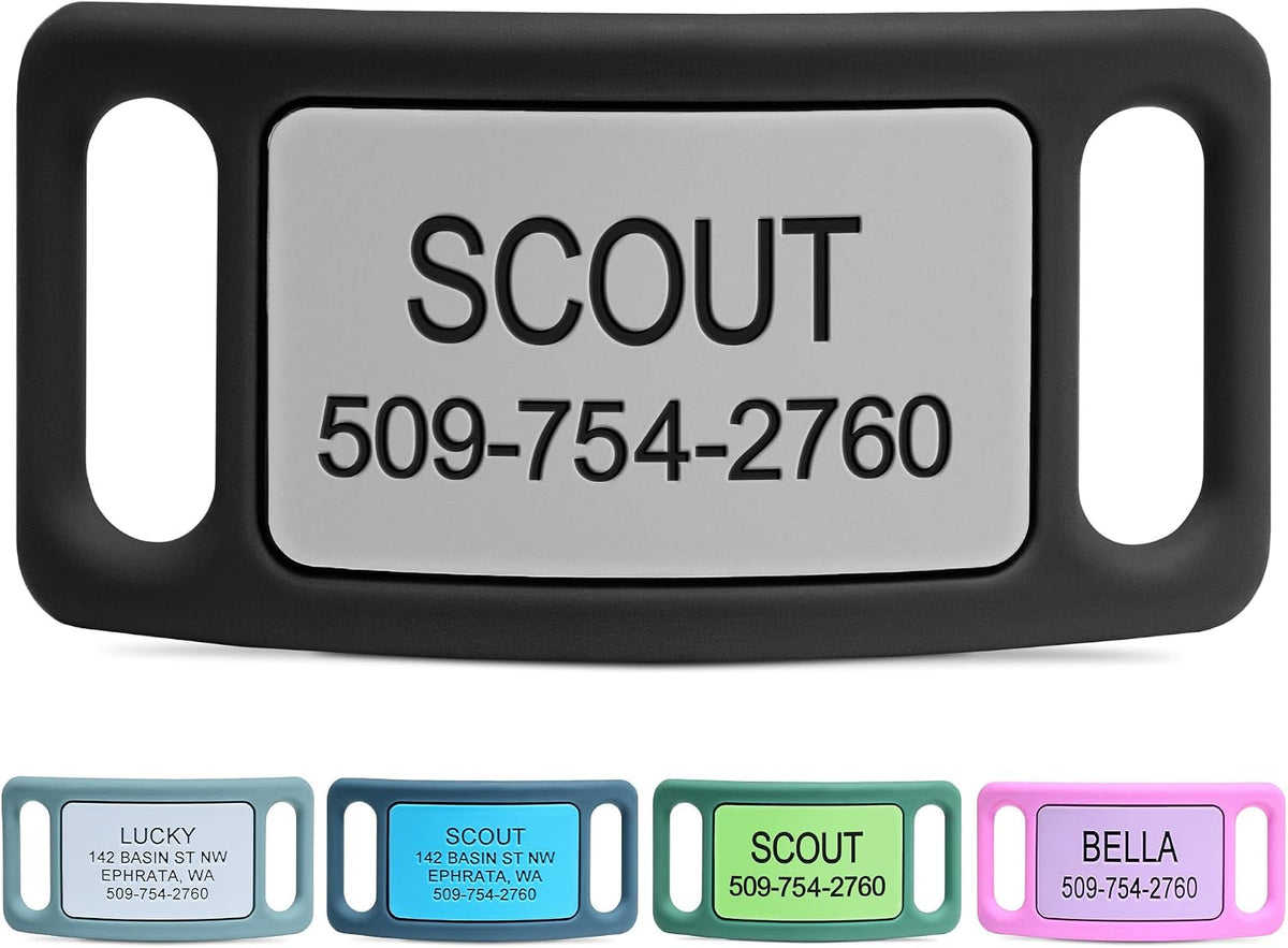 GoTags Silent Dog Tag, Personalized Engraved Silicone and Cat Pet ID Tags
