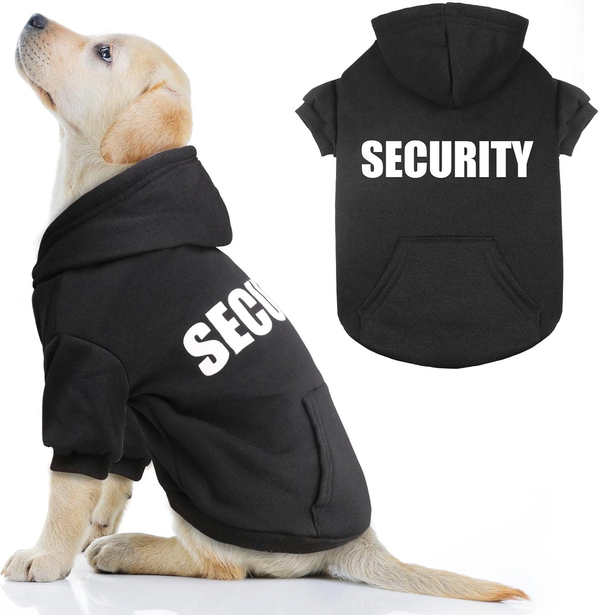 Dog Sweaters for Large Dogs Security Dog Hoodie Soft Brushed Fleece Clothes Sweatshirt with Pocket(XL)