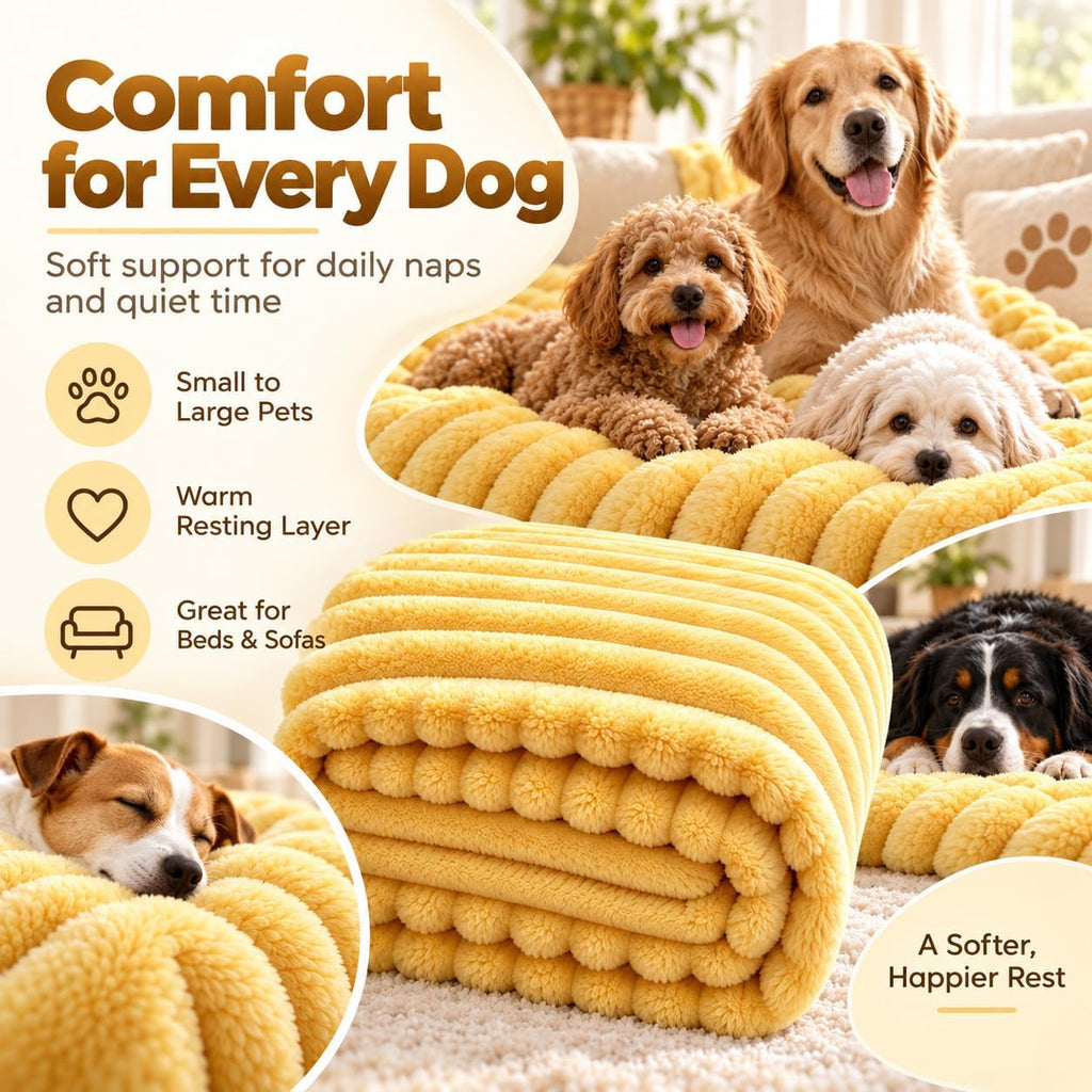 Yellow Dog Calming Blanket, Soft Emotional Support Blanket for Dogs，L