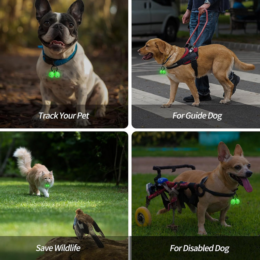 Bells for Dog Collar, Glow Bell for Medium to Large Dogs, Easy Clip Clasp, Extra Loud Pet Tracker & Save Wildlife, Durab