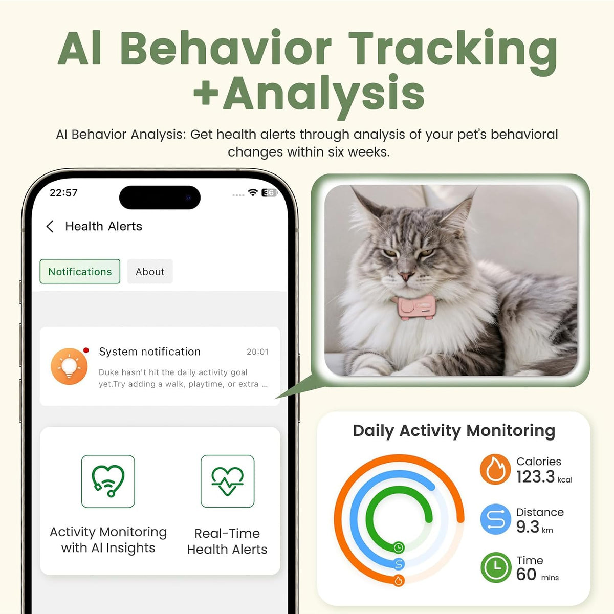 AI GPS Dog Tracker, 2-Way PetChat & Emotion Detection, Virtual Fence