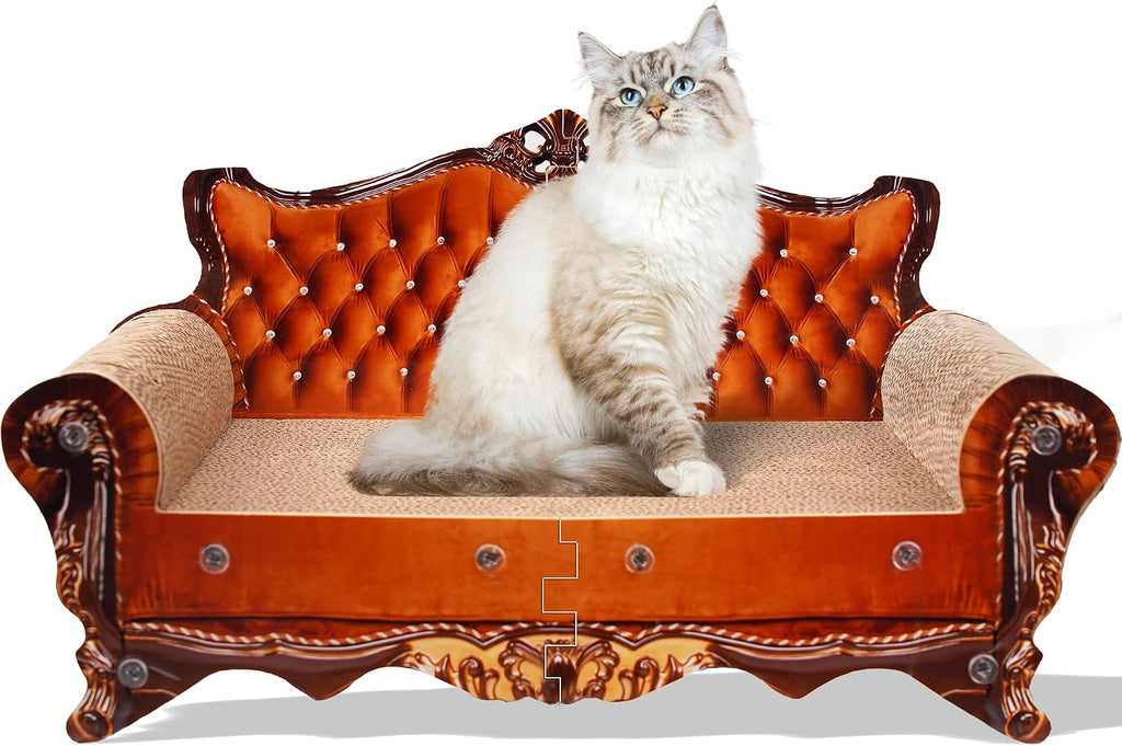 Sofa Shaped Cat Scratching Couch, Christmas Theme Thick Scratching Cardboard, Lounge Bed for Indoor Cat Rest&Play,Cat So