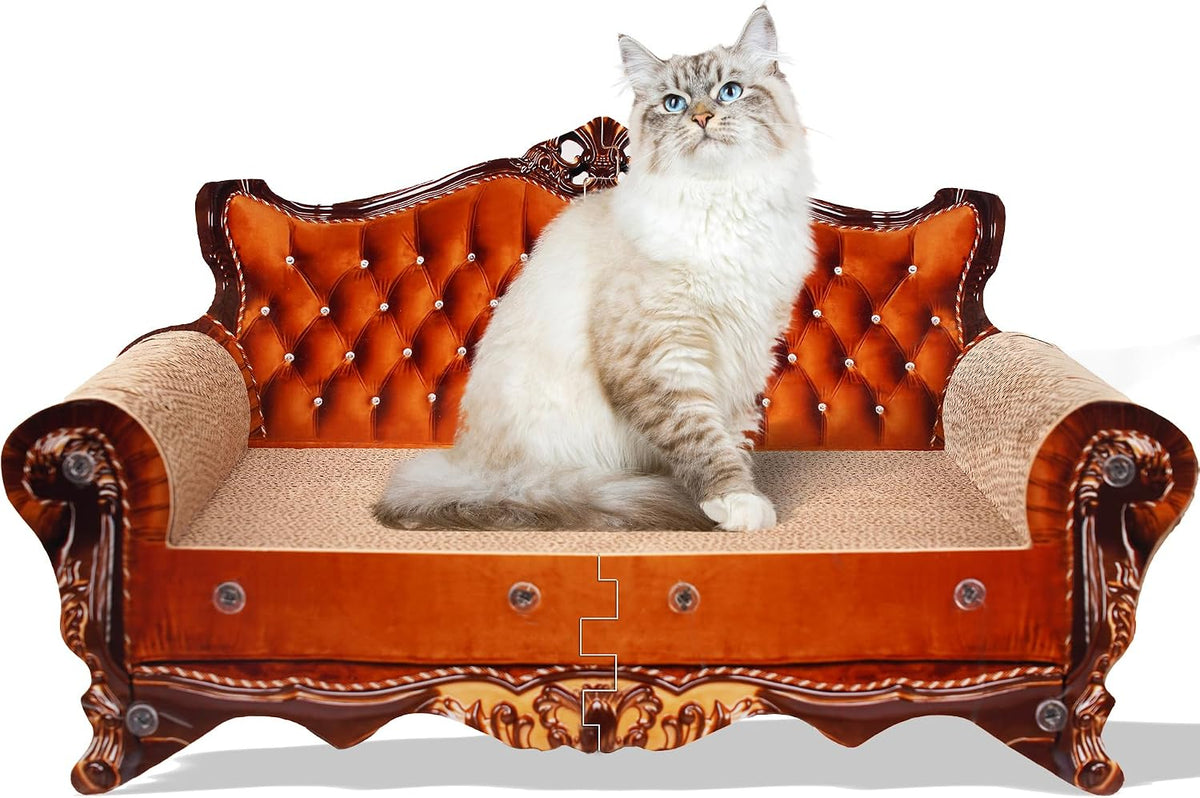 Sofa Shaped Cat Scratching Couch, Christmas Theme Thick Scratching Cardboard, Lounge Bed for Indoor Cat Rest&Play,Cat So