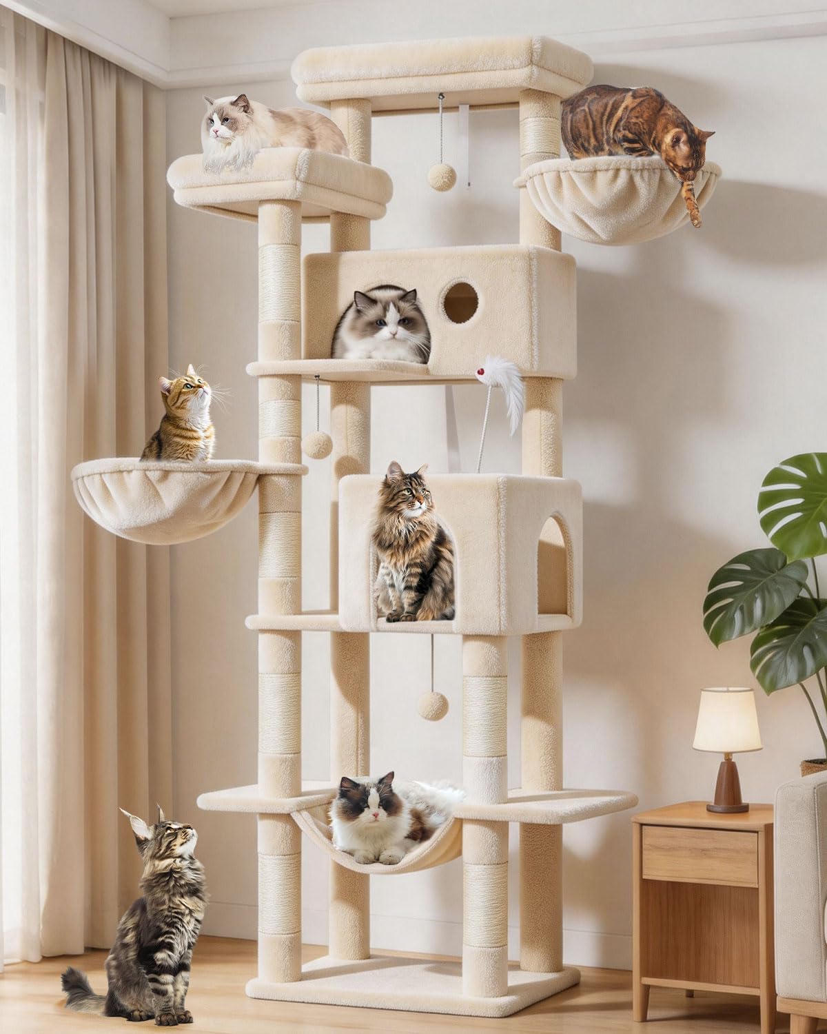 Taoqimiao 79in Cat Tree, Tall Large Cat Tower for Indoor Adult Cats S10W