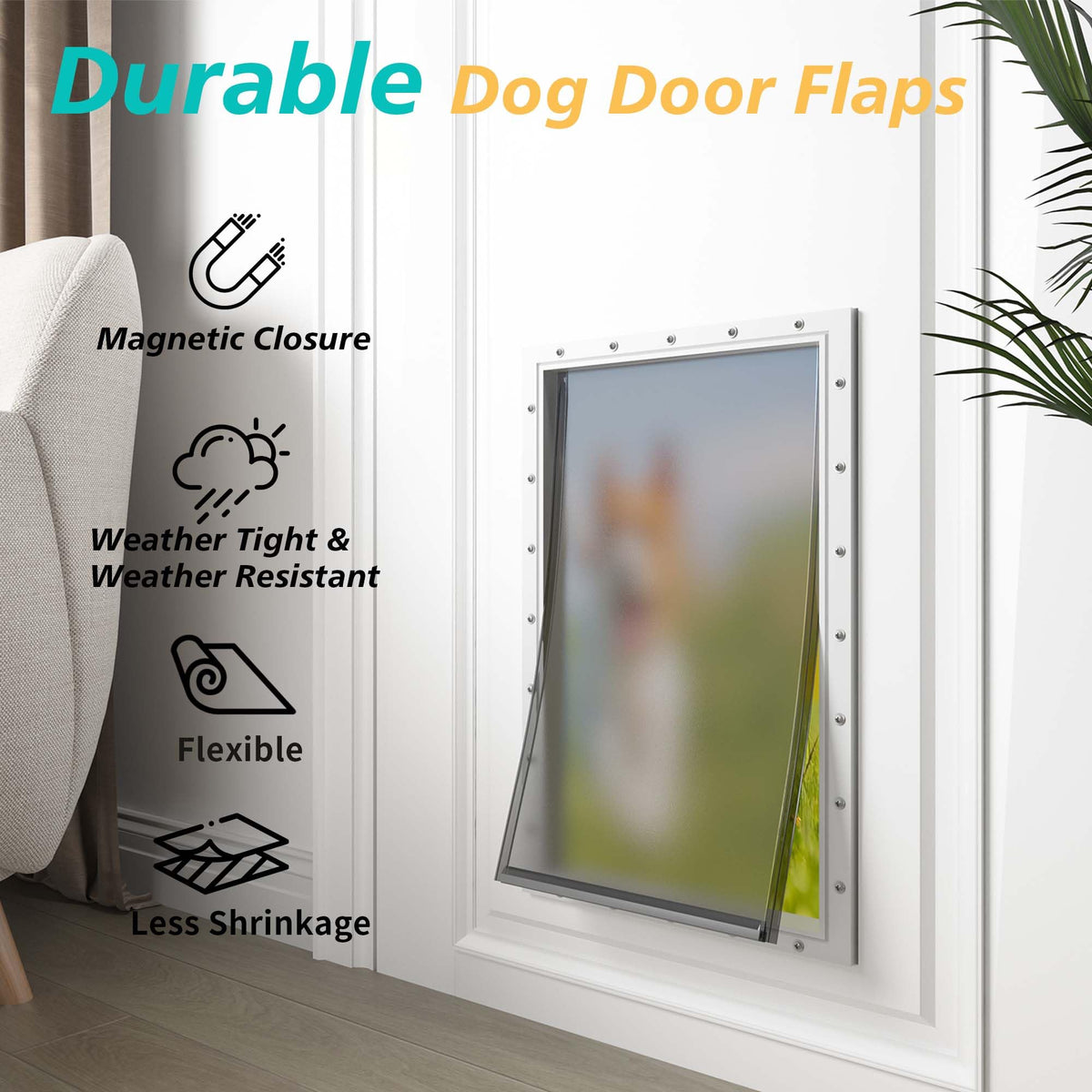MOLYLY 2-Pack Large Dog Door Replacement Flaps with Screws