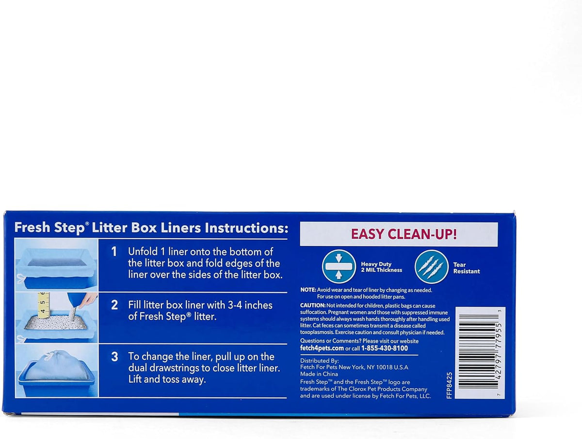 Fresh Step Drawstring Cat Litter Liners, Scented, 3 ft x 19 in, 7 Ct, 2-Pk