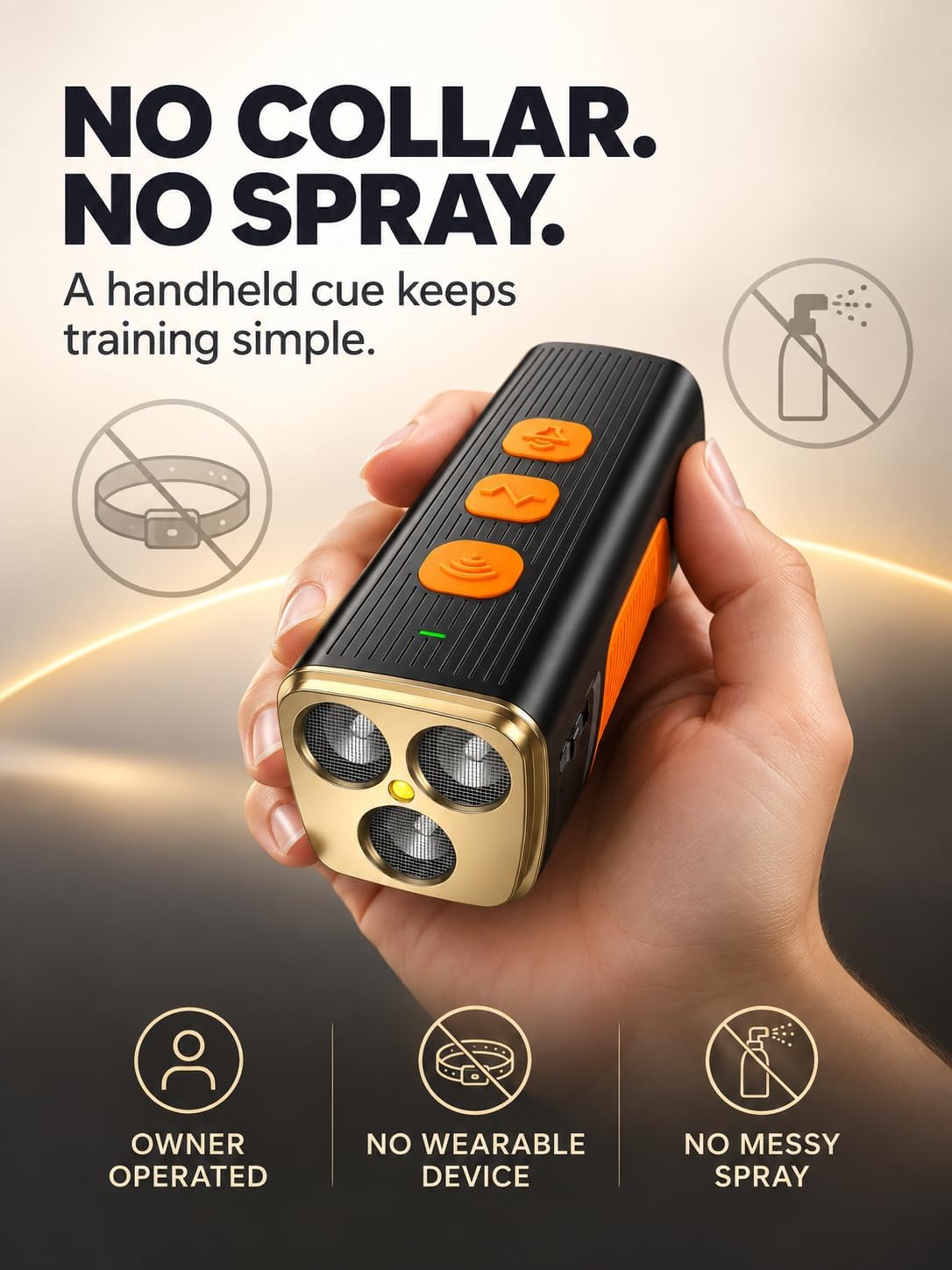 Ultrasonic Dog Bark Deterrent Device with LED Flashlight & Beep