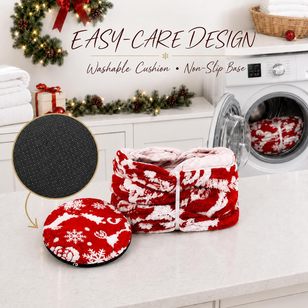 35.4" Christmas Cat Tunnel Bed, Plush Cat Cave & Tree Skirt