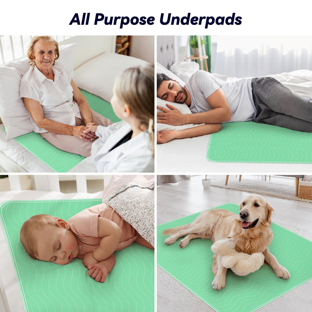 Fygrip 4 Pack 36” x 36” Extra Heavy Absorbency Washable Underpads Bed Pads