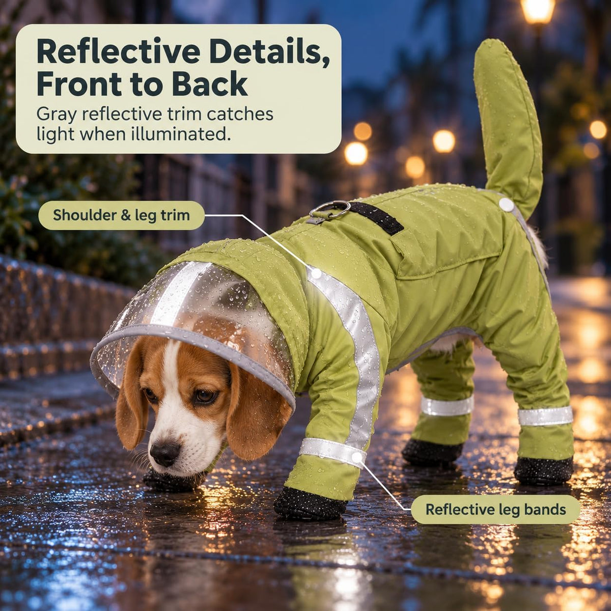 Rain Coat for Dogs - Waterproof Dog Raincoat with Harness Opening (Green,Medium)