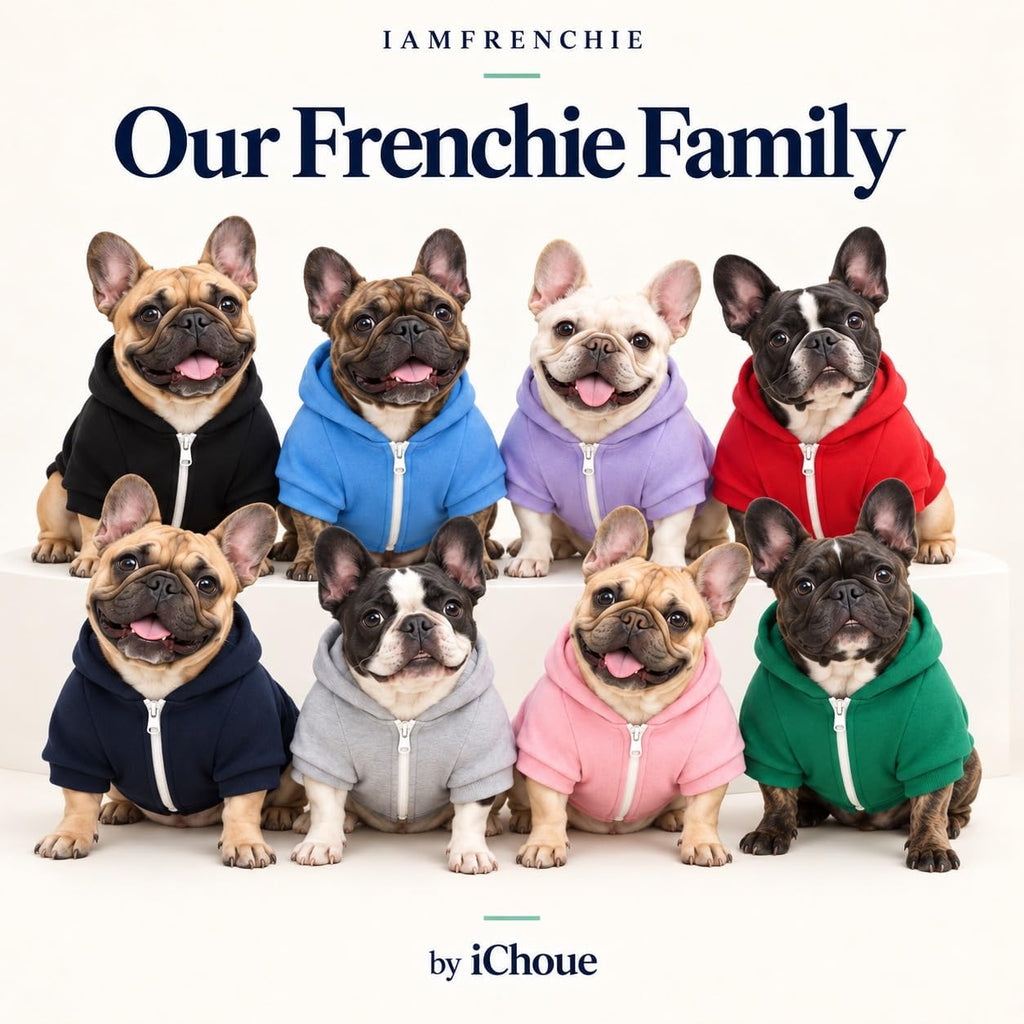 French Bulldog Pug Zipper Pocket Hoodies Clothes Black - Large