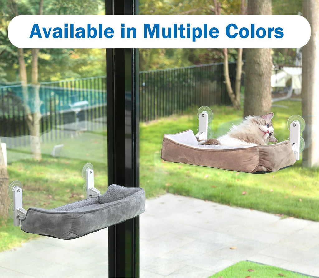 Zakkart Foldable Cat Hammock for Window with Bolster - Cordless, Three-Side Bolstered Machine Washable Fluffy Bed, Robus