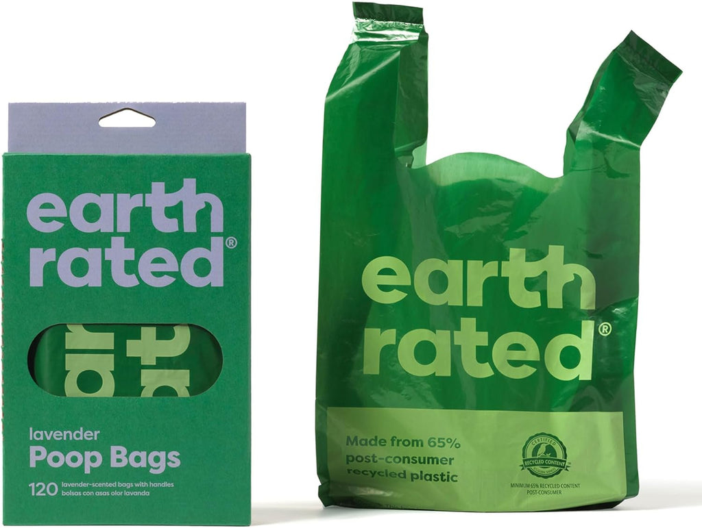 Earth Rated Dog Poop Bags for Dogs, 120 Easy Tie Handle Bags, Lavender