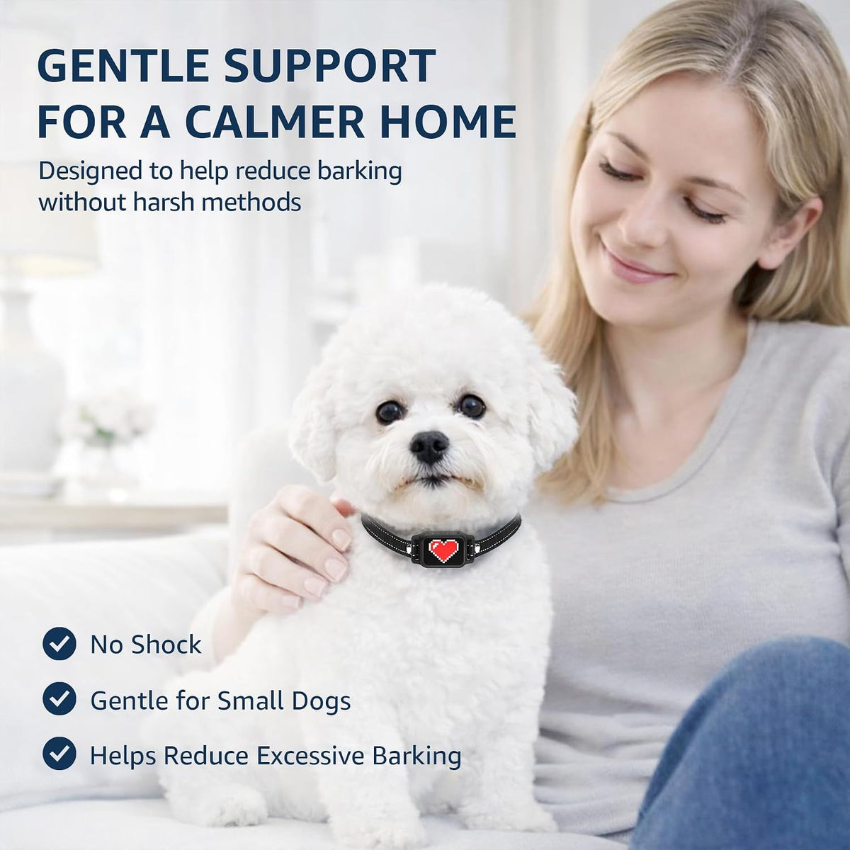 Bark Collar for Small Dogs 5-15 lbs with Magnetic Charging – No Shock, 3 Beep & Vibration Modes, 5 Sensitivity Levels – 