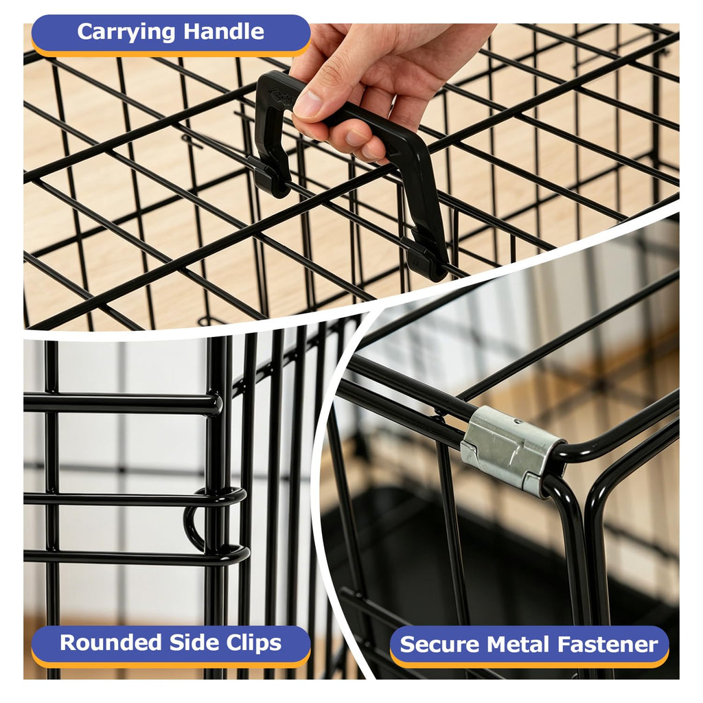 FDW | 48" Foldable Metal Dog Crate | Dark Black | Cage for XL Dogs