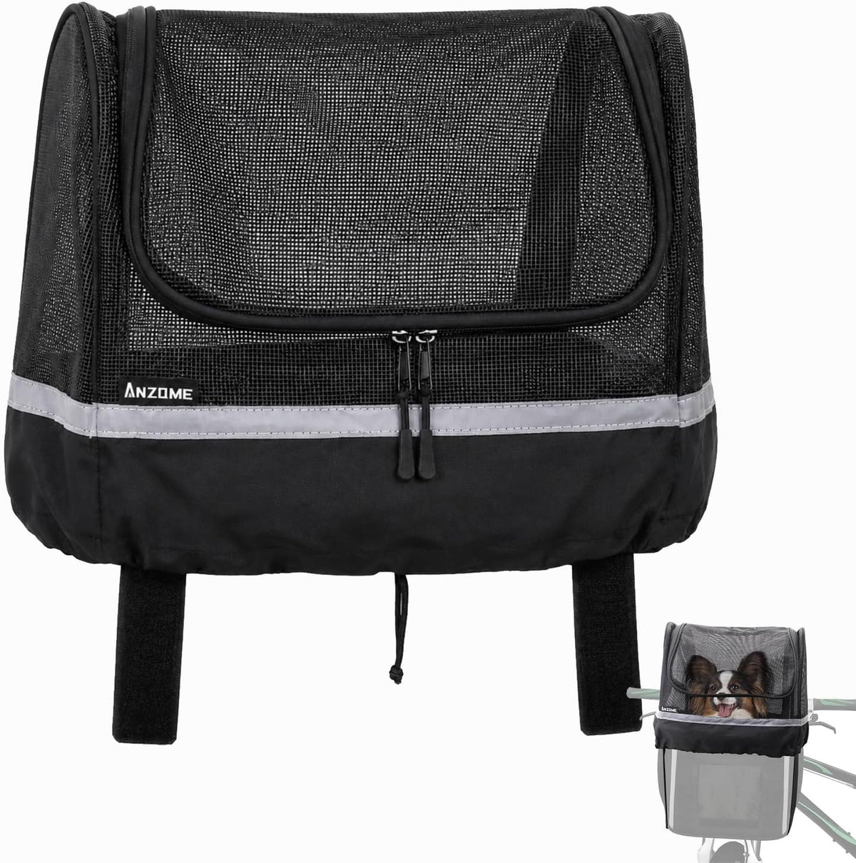 Dog Bike Basket Cover, Drawstring Mesh Pet Safety Cover, Breathable