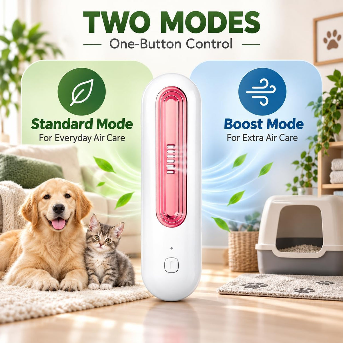 Ozofreshen Pet Odor Eliminator, Litter Odor Control Air Freshener，Gold+Pink