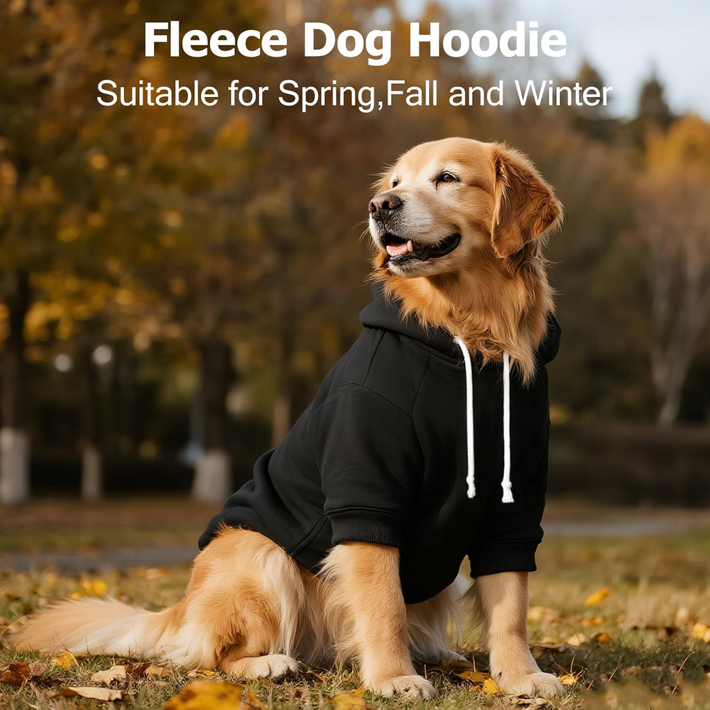 Dog Basic Hoodie Soft Dog Clothes Cold Weather Sweaters for Medium Large Dogs Cozy Fabric Warm Sweatshirt with Leash Hol