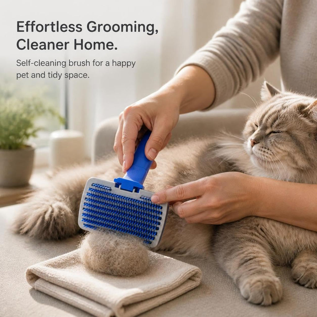 Pet Grooming Brush, Self-Cleaning Hair