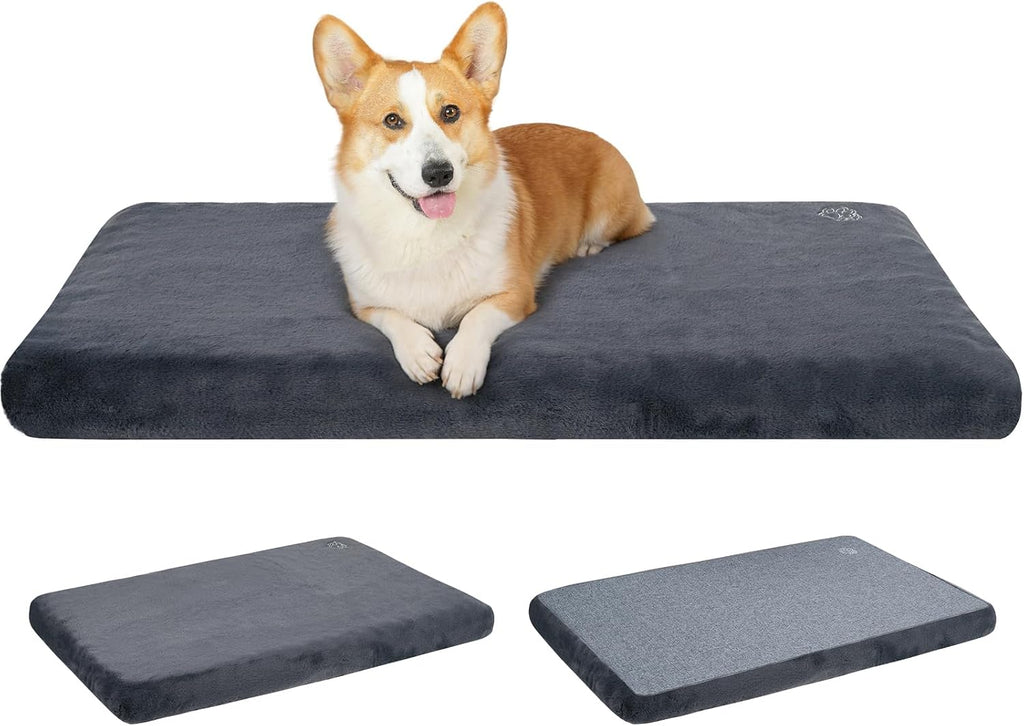 EMPSIGN Dog Bed Mat Crate Pad Mattress, Ultra Soft Pet Kennel, Grey, Large