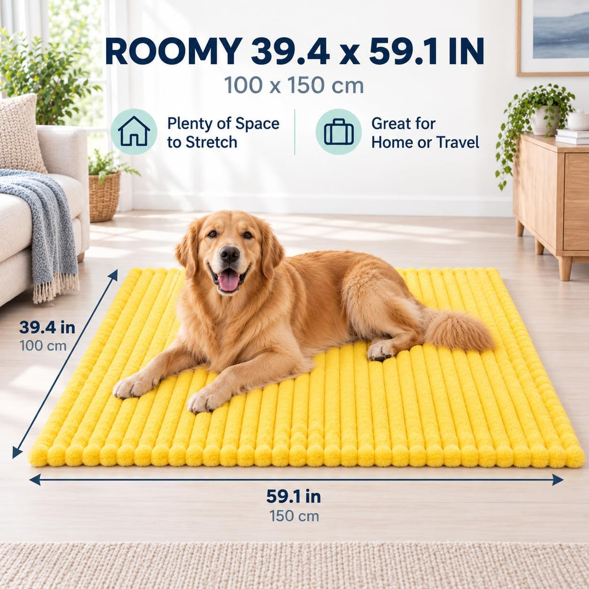 Emotional Support Blanket for Dogs, Yellow Dog Blanket for Dogs Calming Security Pet Blanket, Machine Washable for Sofa,
